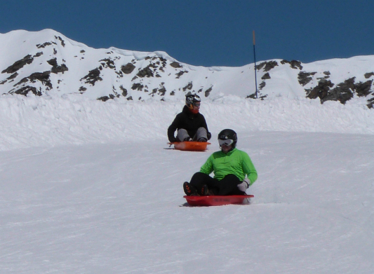 Toboggans on the toboggan run in Val Thorens